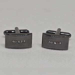 Gun Metal brushed Cuff Links with Crystal Accents